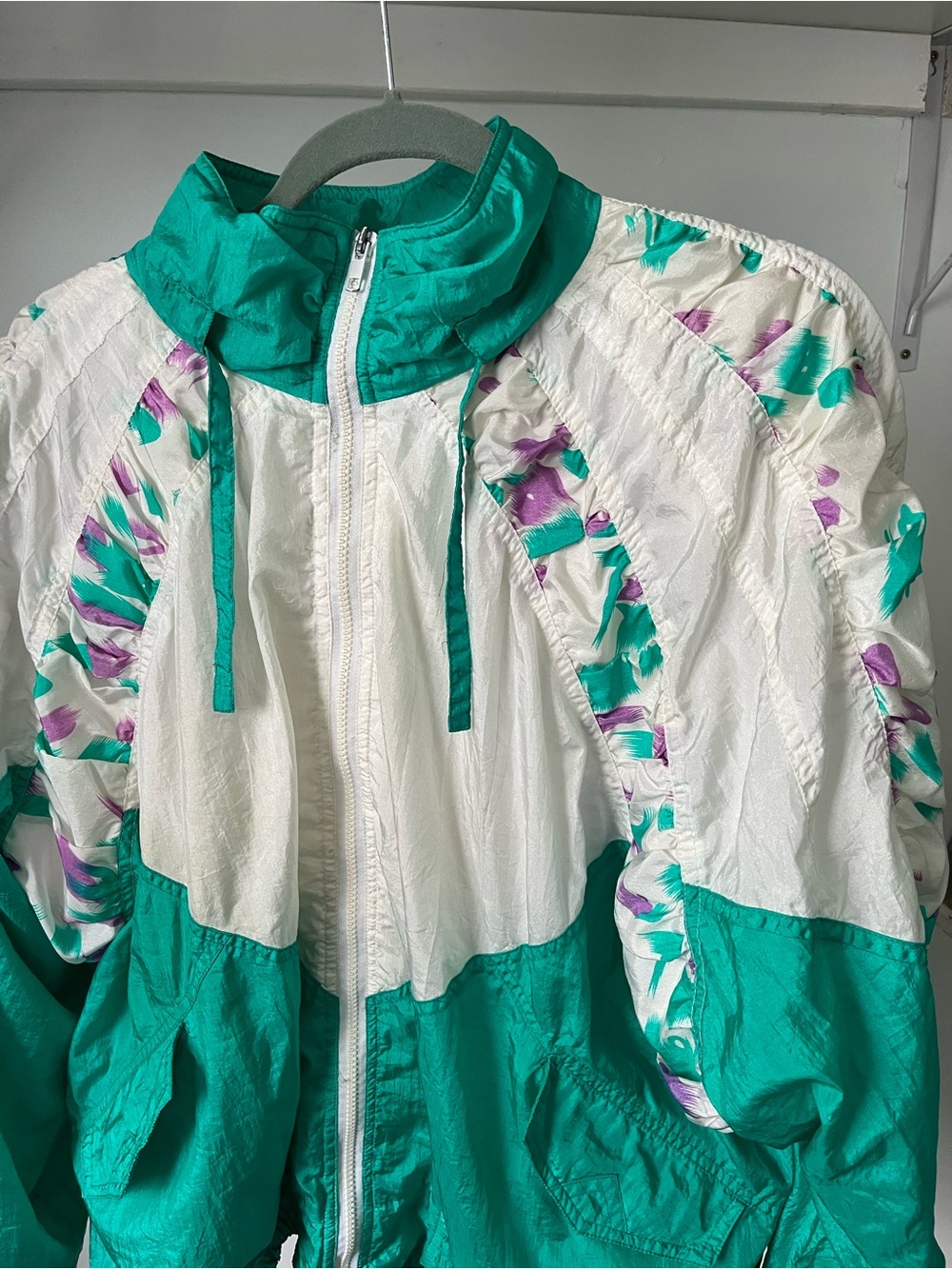 Vintage Second Wind Teal & White Windbreaker Jacket Size L